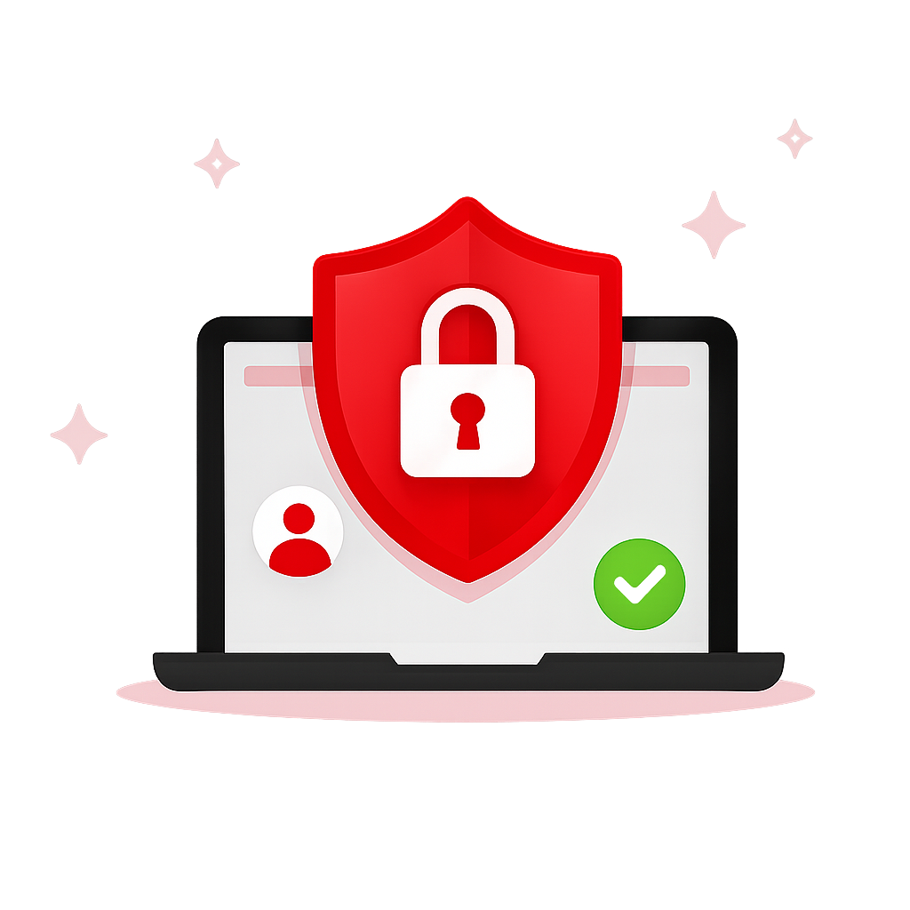 Secure account and laptop illustration